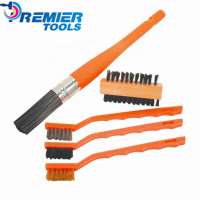 Factory supply plastic handle round clean brush  set with polyester nylon and wire bristles